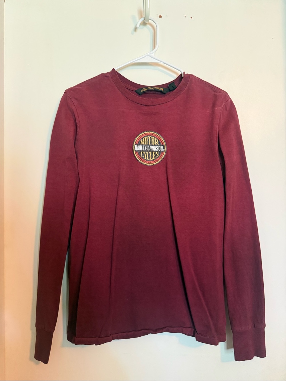 Harley-Davidson Burgundy Long Sleeve Crewneck with Embroidered Patch